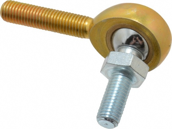 Ball Joint Linkage Spherical Rod End: 1/4-28" Shank Thread, 1/4" Rod ID, 3/4" Rod OD, 1" Shank Length, 2,168 lb Static Load Capacity