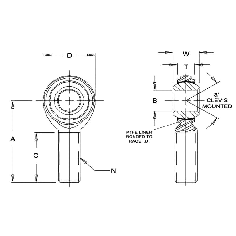Tritan - Ball Joint Linkage Spherical Rod End: 1/4-28 Tritan - Ball Joint Linkage Spherical Rod End: 1/4-28