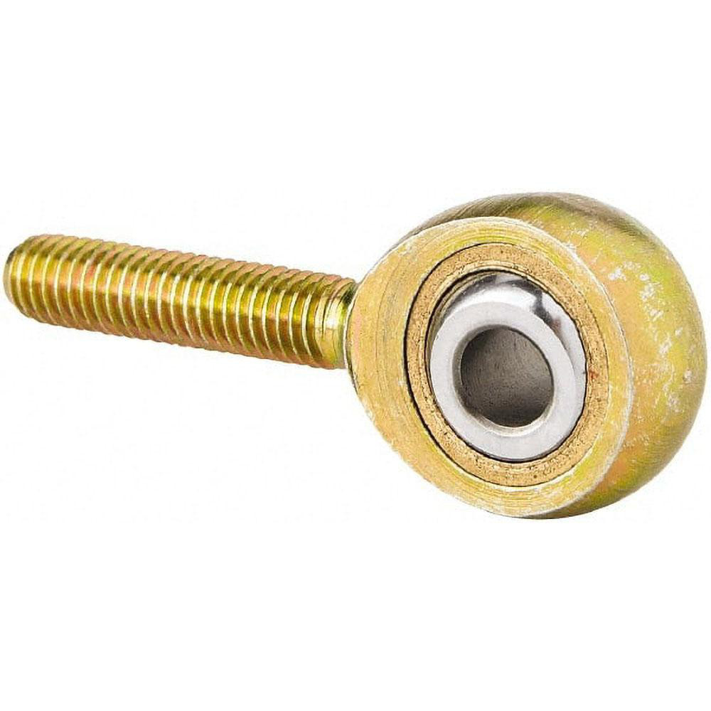 Ball Joint Linkage Spherical Rod End: 7/16-20" Shank Thread, 7/16" Rod ID, 1-1/8" Rod OD, 1-3/8" Shank Length, 10,290 lb Static Load Capacity - Right Hand Shank Thread, Male, Steel Raceway, Steel Ball, Zinc-Plated