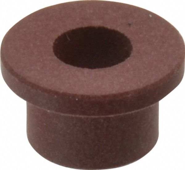 Flanged Sleeve Bearing: 3/16" ID, 5/16" OD, 1/4" OAL, Polytetrafluroethylene