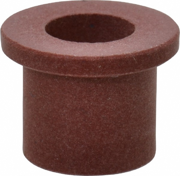 Flanged Sleeve Bearing: 1/4" ID, 3/8" OD, 3/8" OAL, Polytetrafluroethylene