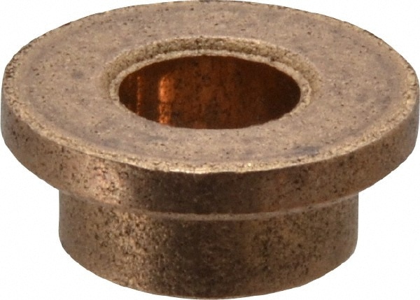 Flanged Sleeve Bearing: 3/16" ID, 5/16" OD, 3/16" OAL, Oil Impregnated Bronze