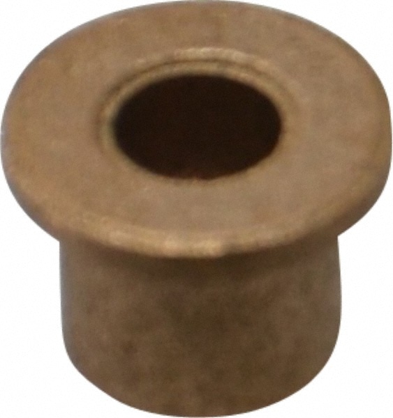 Flanged Sleeve Bearing: 3/16" ID, 5/16" OD, 5/16" OAL, Oil Impregnated Bronze
