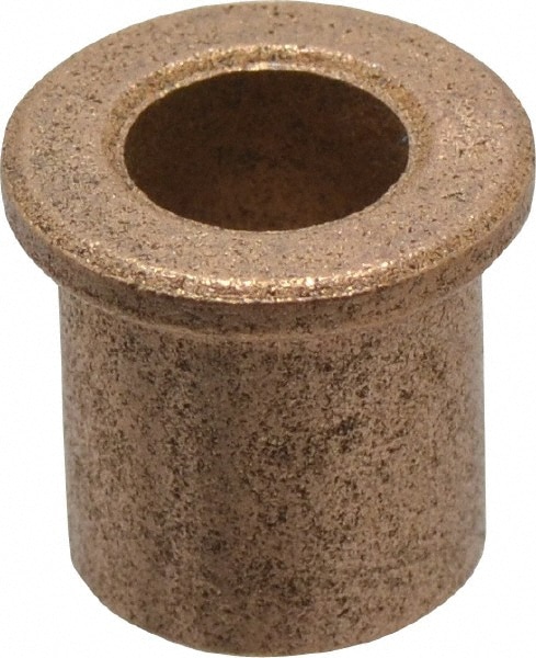 Flanged Sleeve Bearing: 1/4" ID, 3/8" OD, 7/16" OAL, Oil Impregnated Bronze