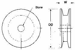 Poly Hi Solidur PUHB1064 1/2" Bore Diam, 6-3/4" OD, Finished Bore V-Belt Sheave 