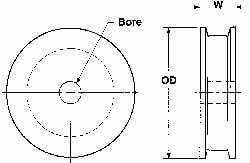 Poly Hi Solidur PUHF0302 1/4" Bore Diam, 3" OD, Finished Bore Flat Belt Pulley 