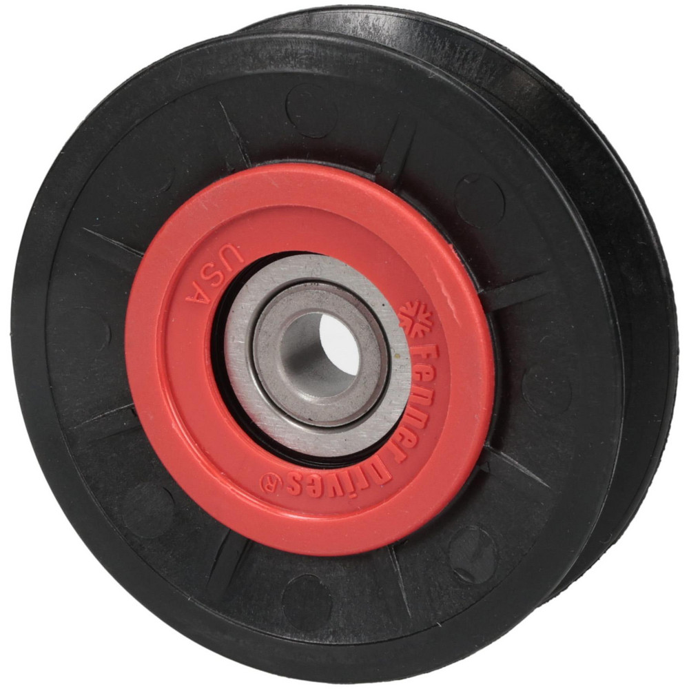 3/8 Inside x 3.1" Outside Dia, 0.63" Wide Pulley Slot, Glass Reinforced Nylon Idler Pulley - 5L/B Belt Section, For Use with V-Belts