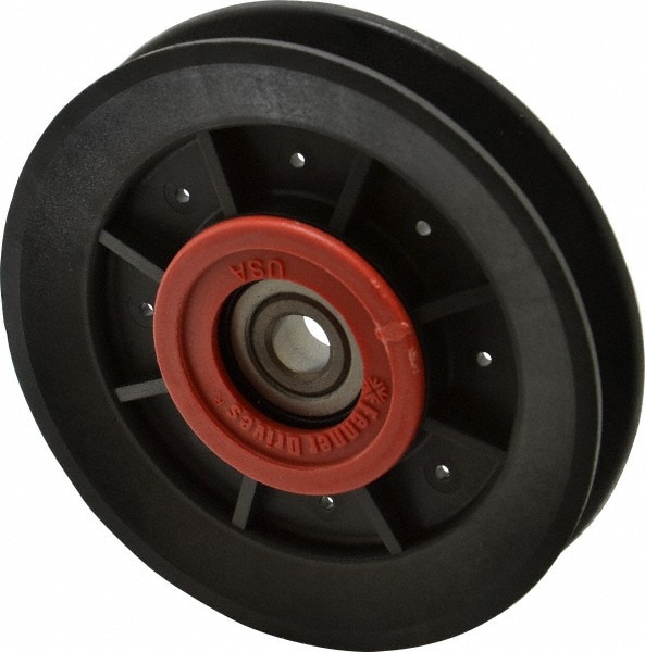 3/8 Inside x 3.98" Outside Diam, 1/2" Wide Pulley Slot, Glass Reinforced Nylon Idler Pulley