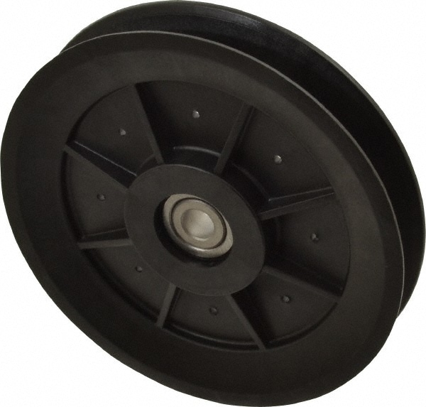 3/8 Inside x 5.04" Outside Diam, 0.65" Wide Pulley Slot, Glass Reinforced Nylon Idler Pulley