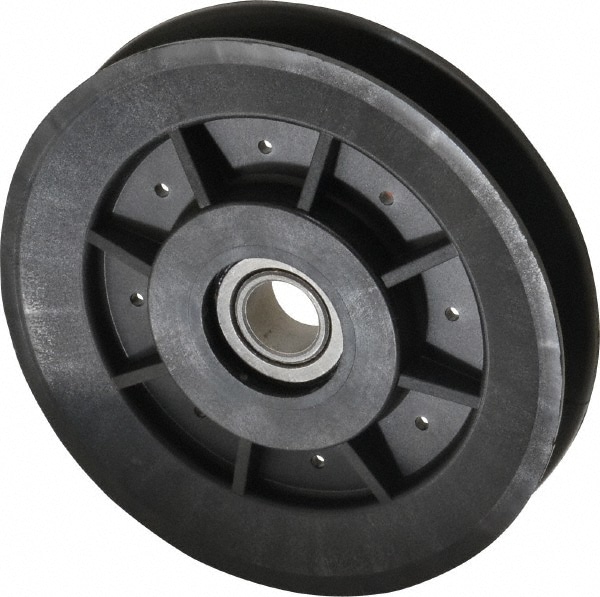 1/2 Inside x 3.98" Outside Diam, 1/2" Wide Pulley Slot, Glass Reinforced Nylon Idler Pulley