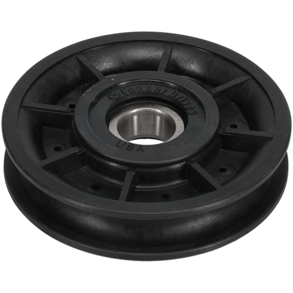 17 Inside x 3-1/2" Outside Dia, 0.53" Wide Pulley Slot, Glass Reinforced Nylon Idler Pulley - 1/2" Belt Size Dia, For Use with Round Belts