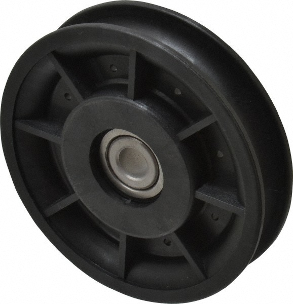 3/8 Inside x 3-1/2" Outside Diam, 0.53" Wide Pulley Slot, Glass Reinforced Nylon Idler Pulley