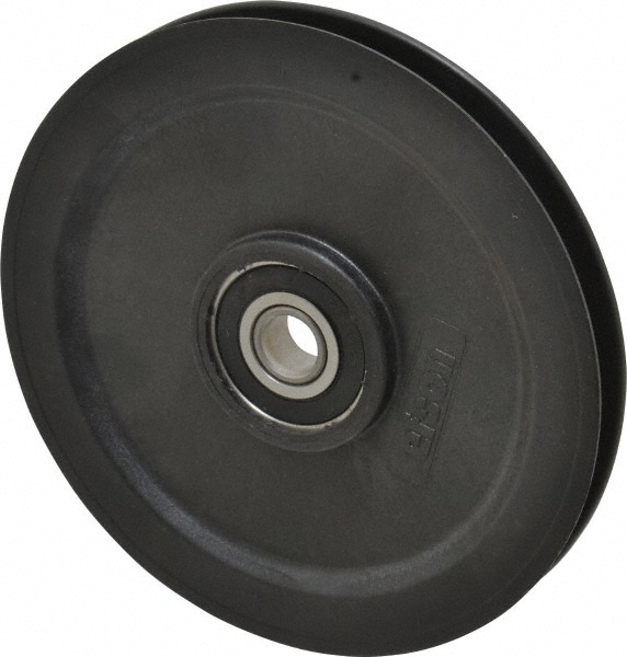 1/2 Inside x 5-1/2" Outside Diam, 0.38" Wide Pulley Slot, Glass Reinforced Nylon Idler Pulley