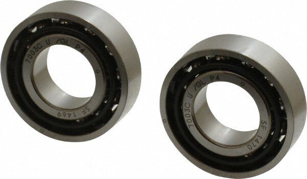 Angular Contact Ball Bearing: 17 mm Bore Dia, 35 mm OD, 10 mm OAW, Without Flange