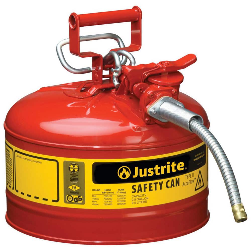 Justrite. 7225120 Safety Can: 2.5 gal, Steel 