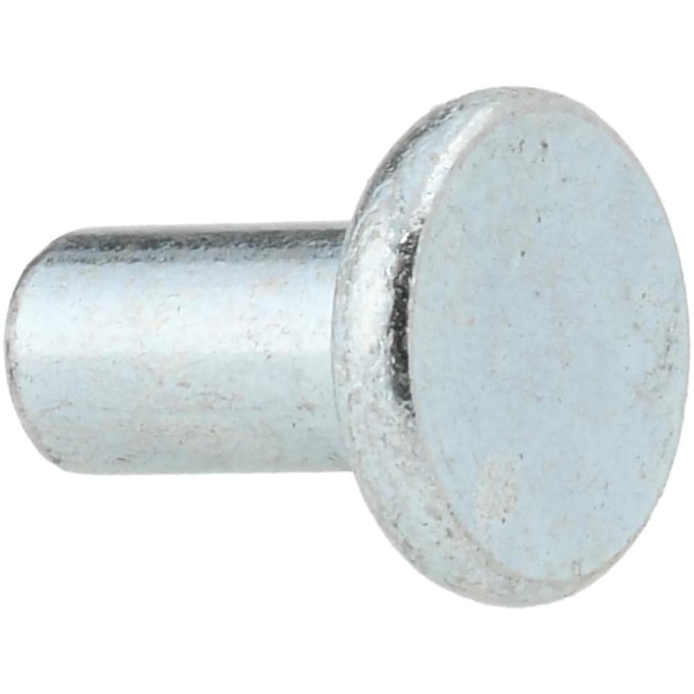 0.122" Body Diam, Flat Steel Tinners Solid Rivet