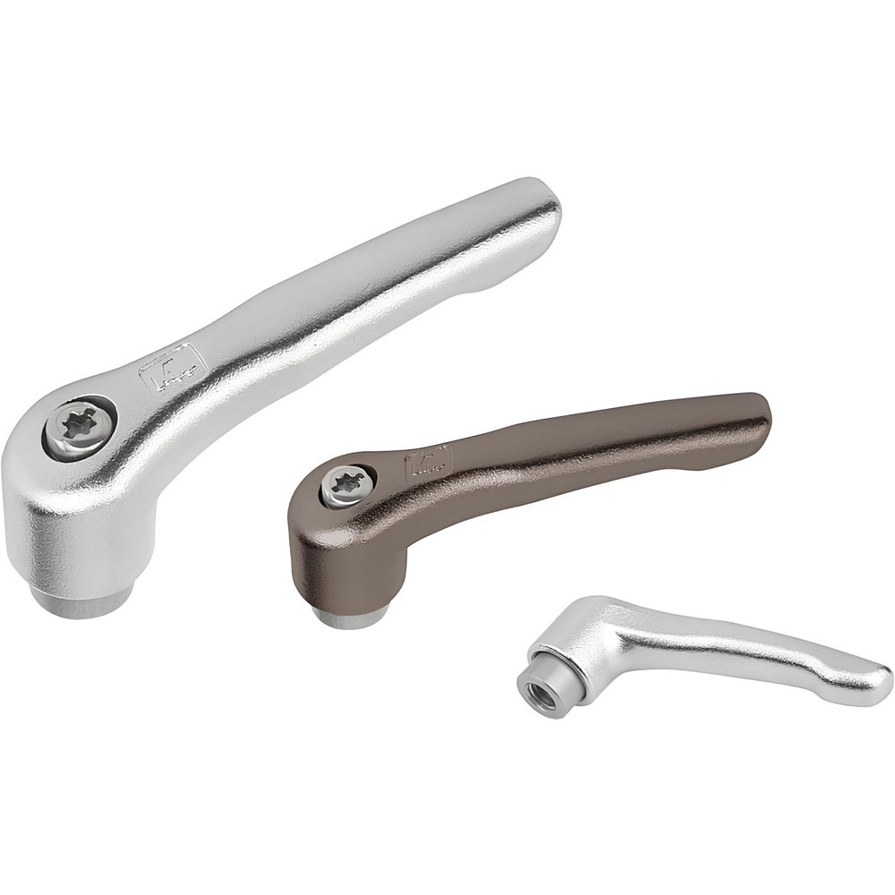 Female Threaded Insert Adjustable Clamping Handle: M6 x 1.00 Thread, 0.39" Hub Dia, Stainless Steel