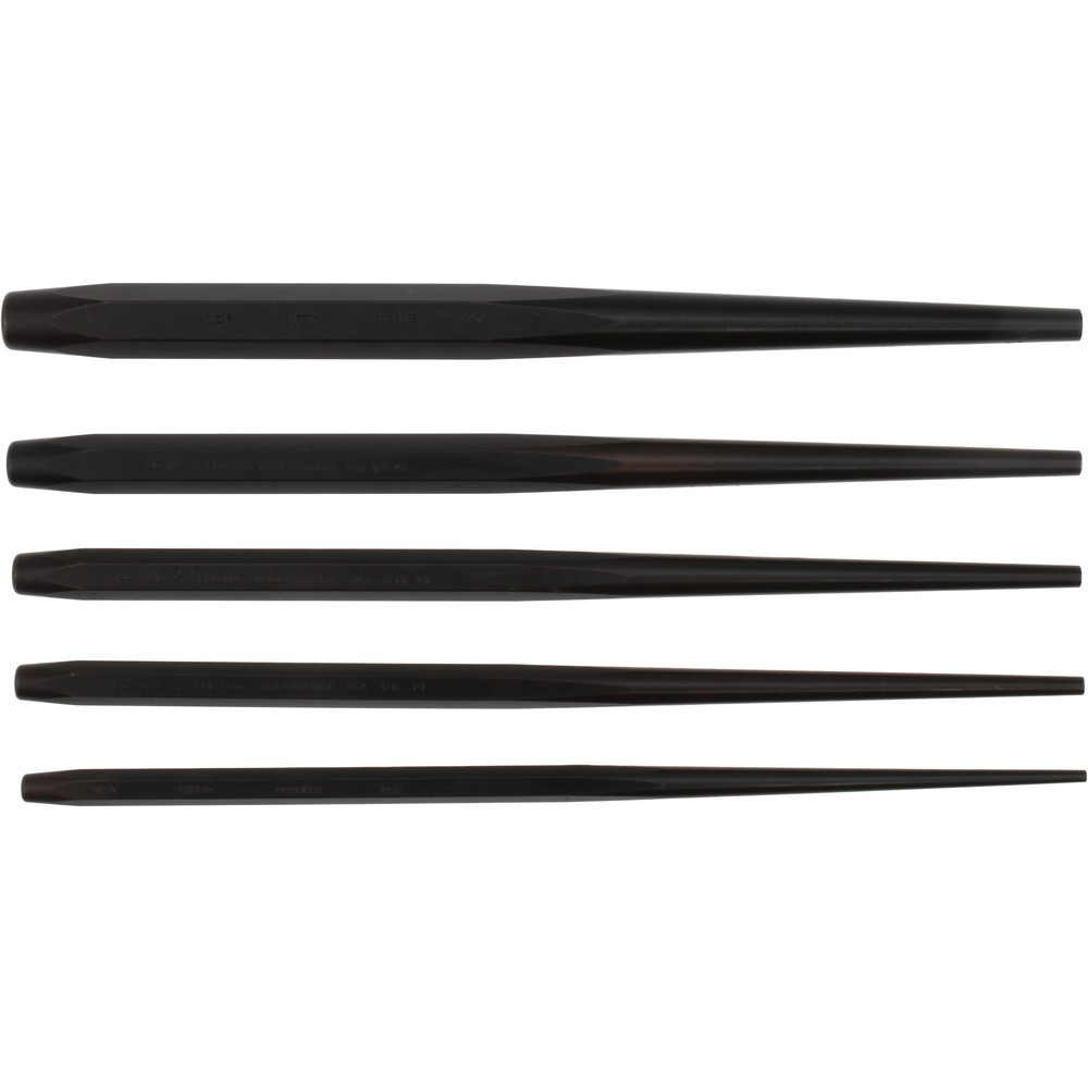 Proto Drift Punch Set: 5 Piece - Steel, Hex Shank, Comes in Tool Roll
