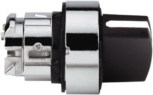 Selector Switch: 3 Positions, Momentary (MO), Black Handle
