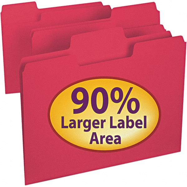 SMEAD File Folders with Top Tab Letter, Red, 100/Pack MSC