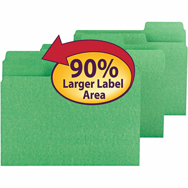 SMEAD File Folders with Top Tab Letter, Green, 100/Pack MSC Direct