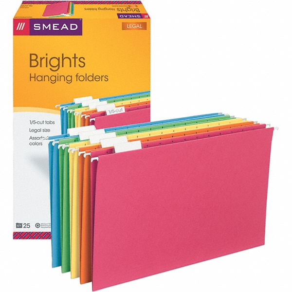 SMEAD Hanging File Folder Legal, Assorted, 25/Pack MSC Direct