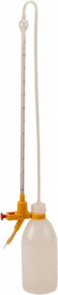 Dynalon Labware 15 ml Borosilicate Glass Burette, Polyethylene Bottle Titrating Burette - 4-39/64" Diam x 19-19/64" High | Part #896954-1015