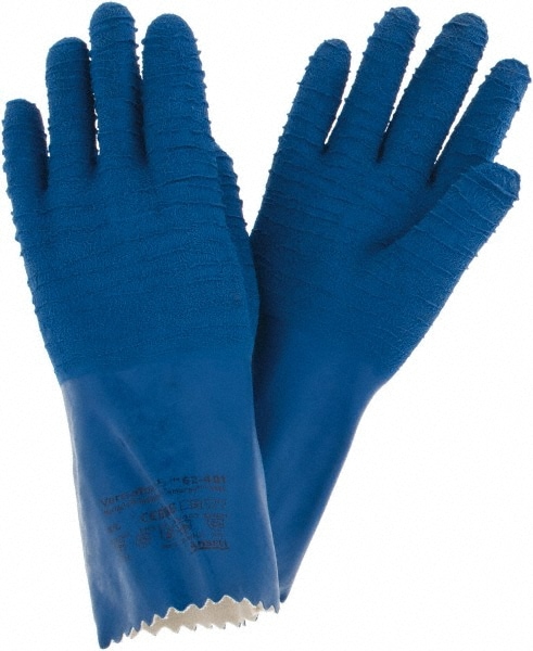 Chemical Resistant Gloves: 53.00 mil Thick, Size 9, Latex, Rubber, Supported, General Purpose Chemical-Resistant, No