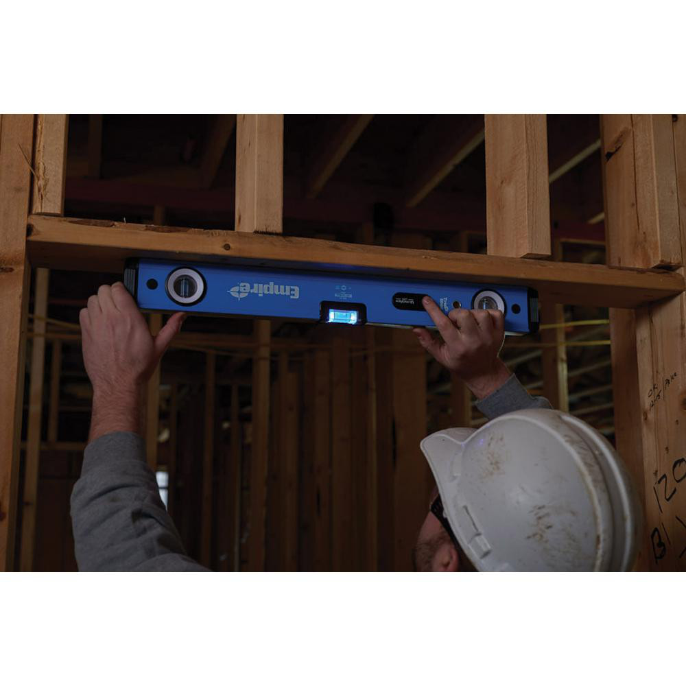 Magnetic 48" Long 3 Vial Box Beam Level - Metal, Blue, 1 Level & 2 Plumb Vials