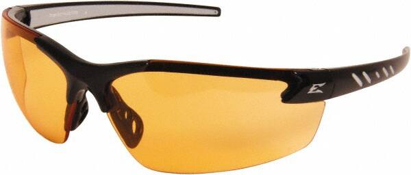 Safety Glass: Scratch-Resistant, Polycarbonate, Amber Lenses, Frameless, UV Protection