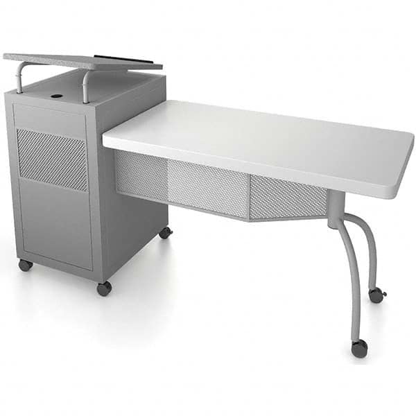 Combination Storage Cabinet & Work Table Mobile Work Center: 68" OAD, 3 Shelf