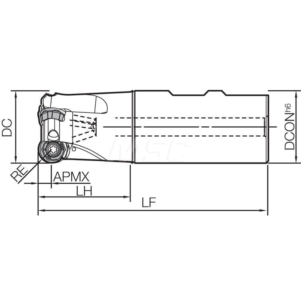 Kyocera - Indexable Copy End Mill: 40 mm Cut Dia, 8 mm Max Depth