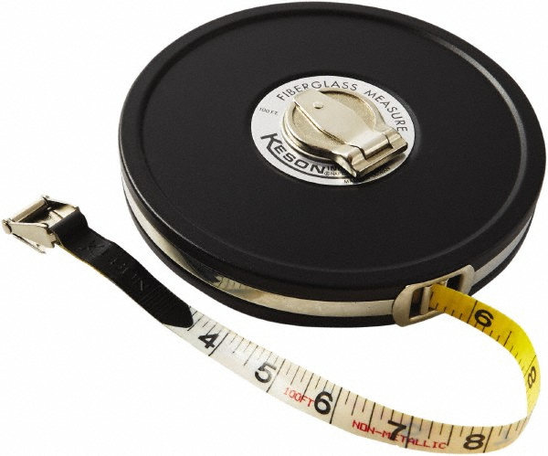 Keson 100' x 1/2" Tape Measure - 1/8, 1/10 & 1/100" Graduation | Part #MC1810100