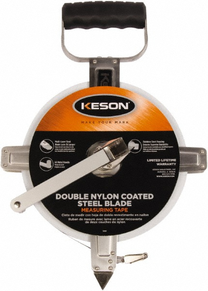 Keson 100' x 3/8" Tape Measure - 1/10 & 1/100" Graduation | Part #SNR10100H