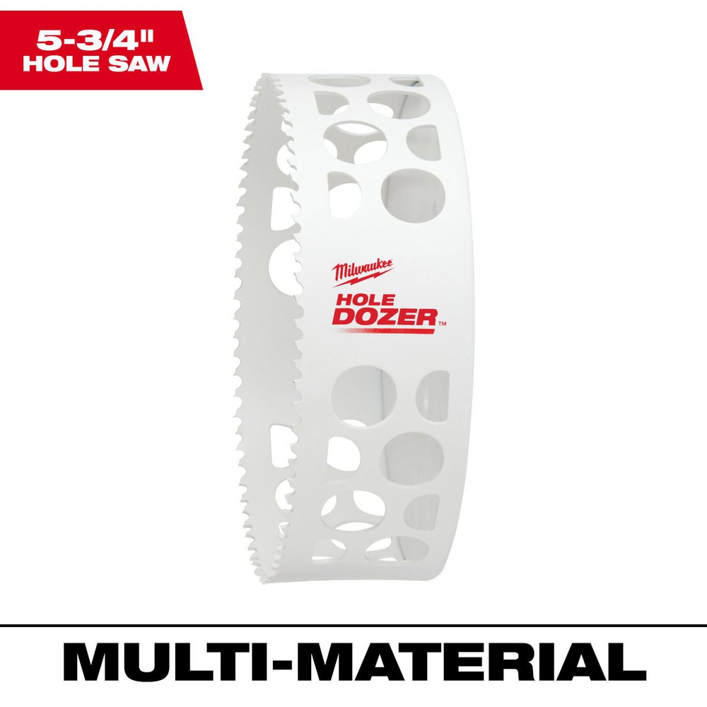 Milwaukee Tool 49-56-0249 Hole Saws; Saw Diameter (Inch): 5-3/4 ; Saw Material: Bi-Metal ; Cutting Depth (Inch): 1-5/8 ; Material Application: Multi-Purpose ; Pitch Pattern: Constant ; Color: White; Red Image