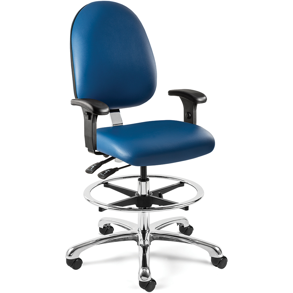 Bevco Task Chair Vinyl, Adjustable Height, Blue MSC Direct