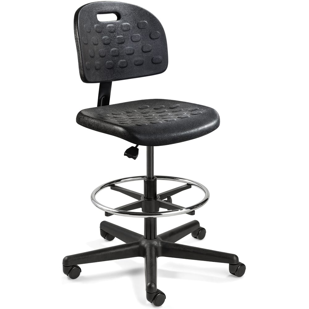 Task Chair: Polyurethane, Adjustable Height, 22-1/2 to 32" Seat Height, Black