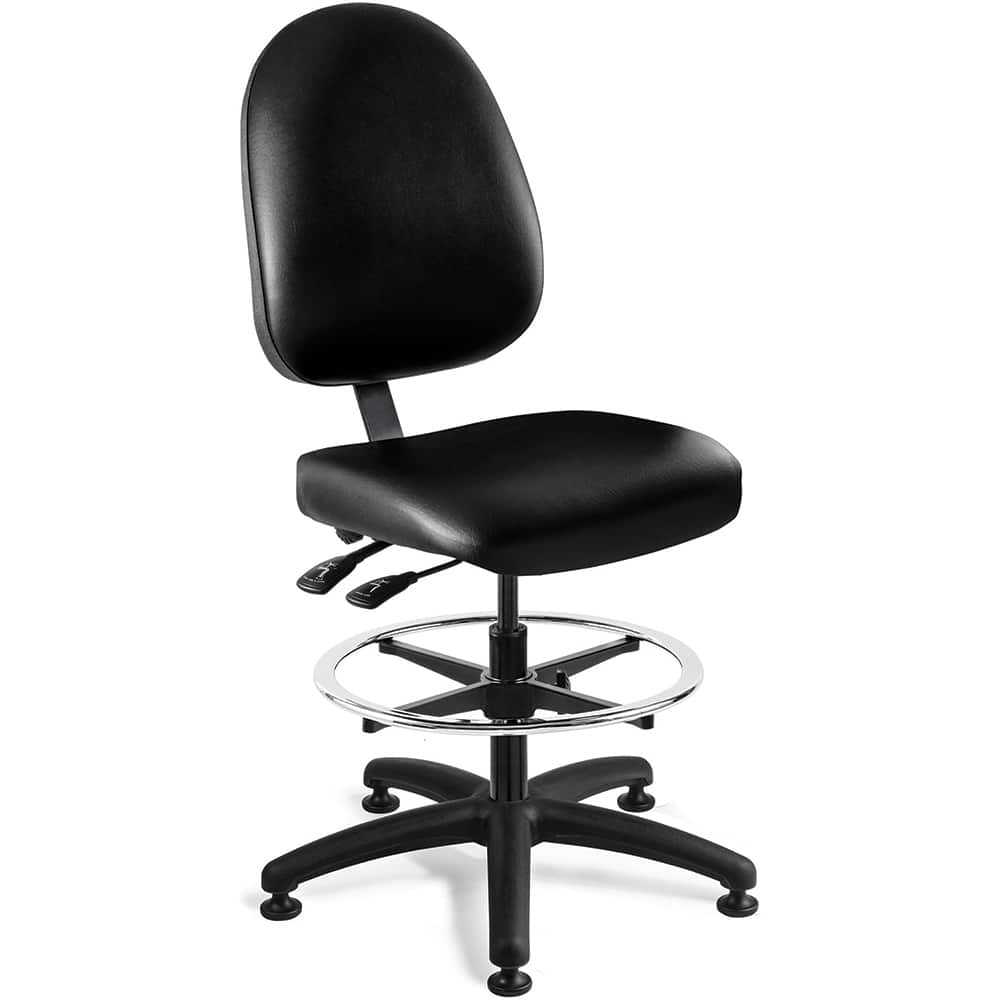 Bevco 6501-V-BLK Task Chair: Vinyl, Adjustable Height, 24 to 34" Seat Height, Black 
