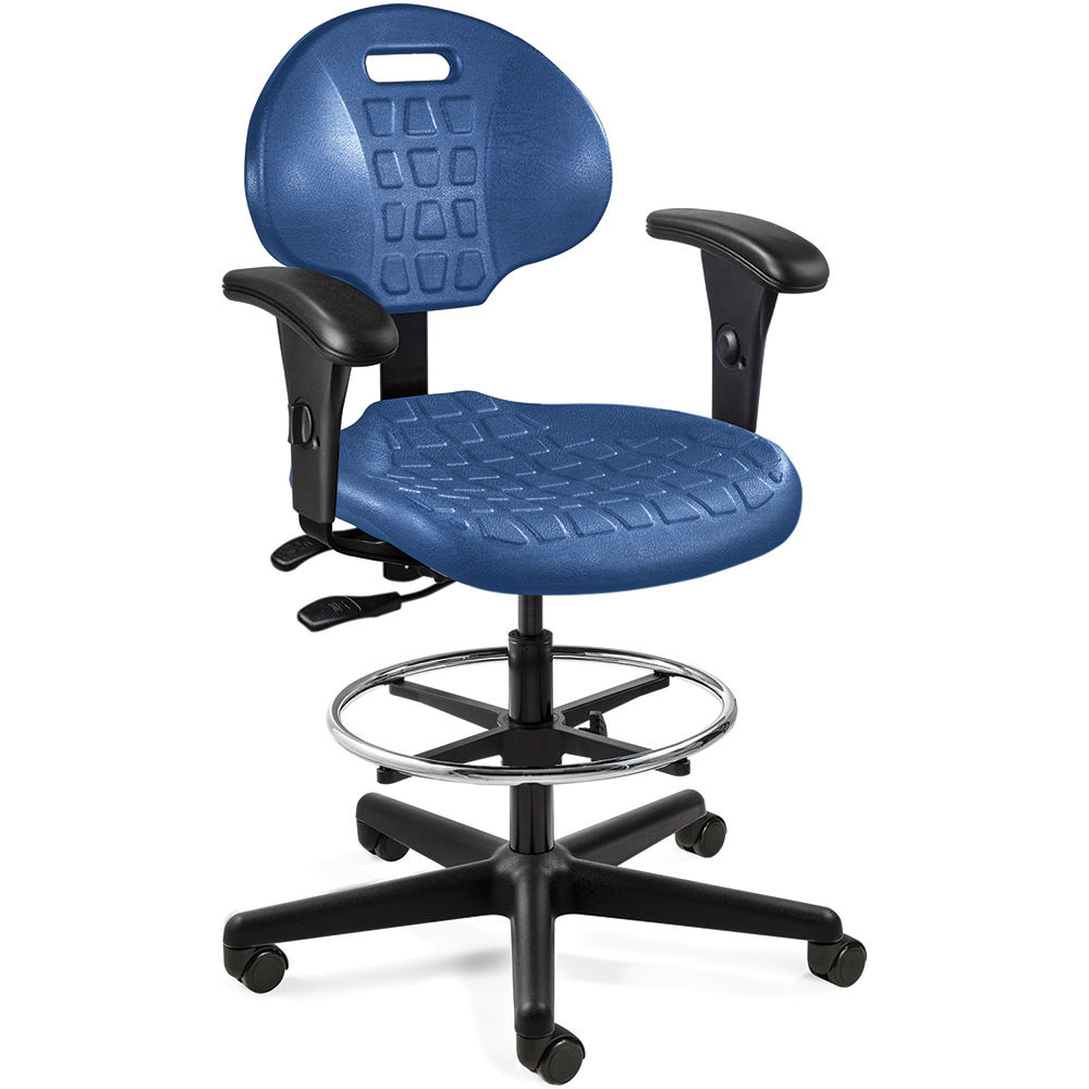 Bevco Task Chair Polyurethane, Adjustable Height, Blue MSC Direct