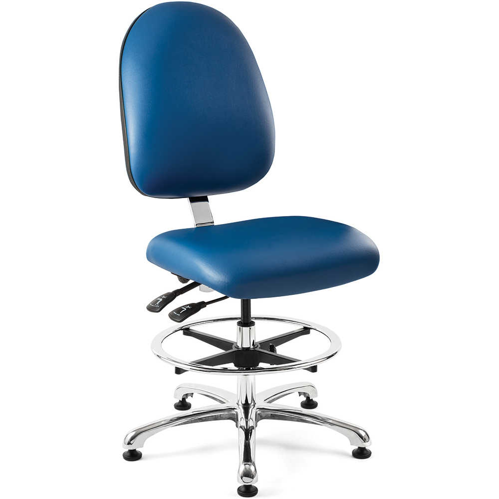 Bevco Task Chair Vinyl, Adjustable Height, Blue MSC Industrial