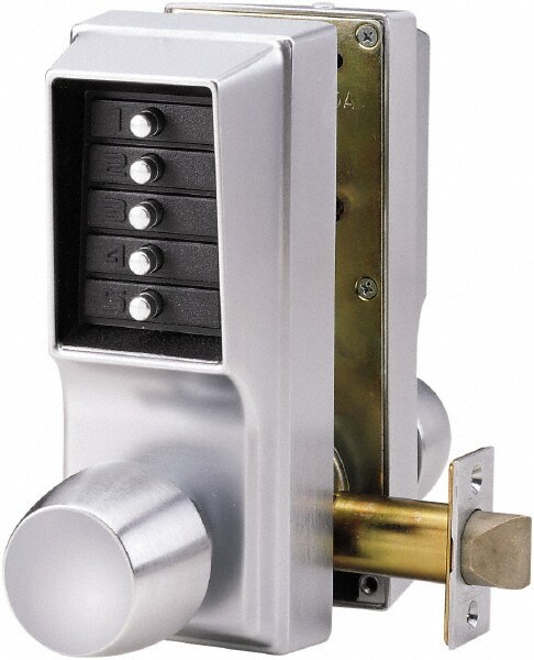 1-3/4 to 2-1/4" Door Thickness, Satin Chrome Pushbutton Knob Lockset