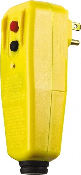 1 Outlet, 125 Volt, 15 Amp, Yellow, Right Angle GFCI Plug