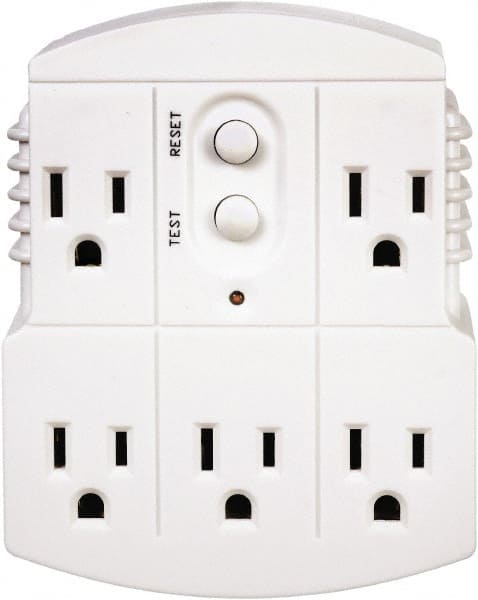 5 Outlets, 125 Volt, 15 Amp, White, GFCI 5b Outlet Adapter