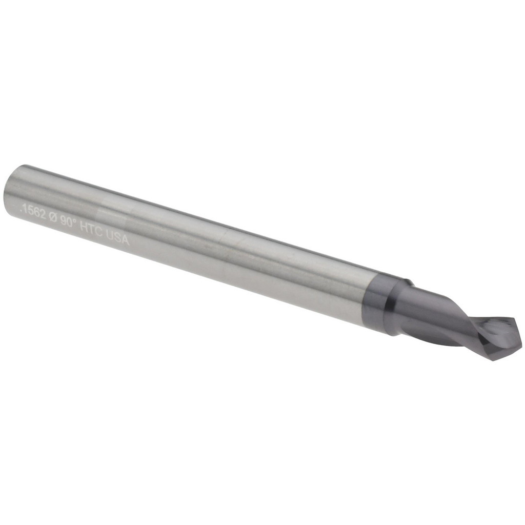Harvey Tool Spotting Drill: 5/32" Dia, 90 deg, 2" OAL, Solid Carbide - 3/8" Flute Length, 3/16" Shank Dia, AlTiN Finish, Right Hand Cut