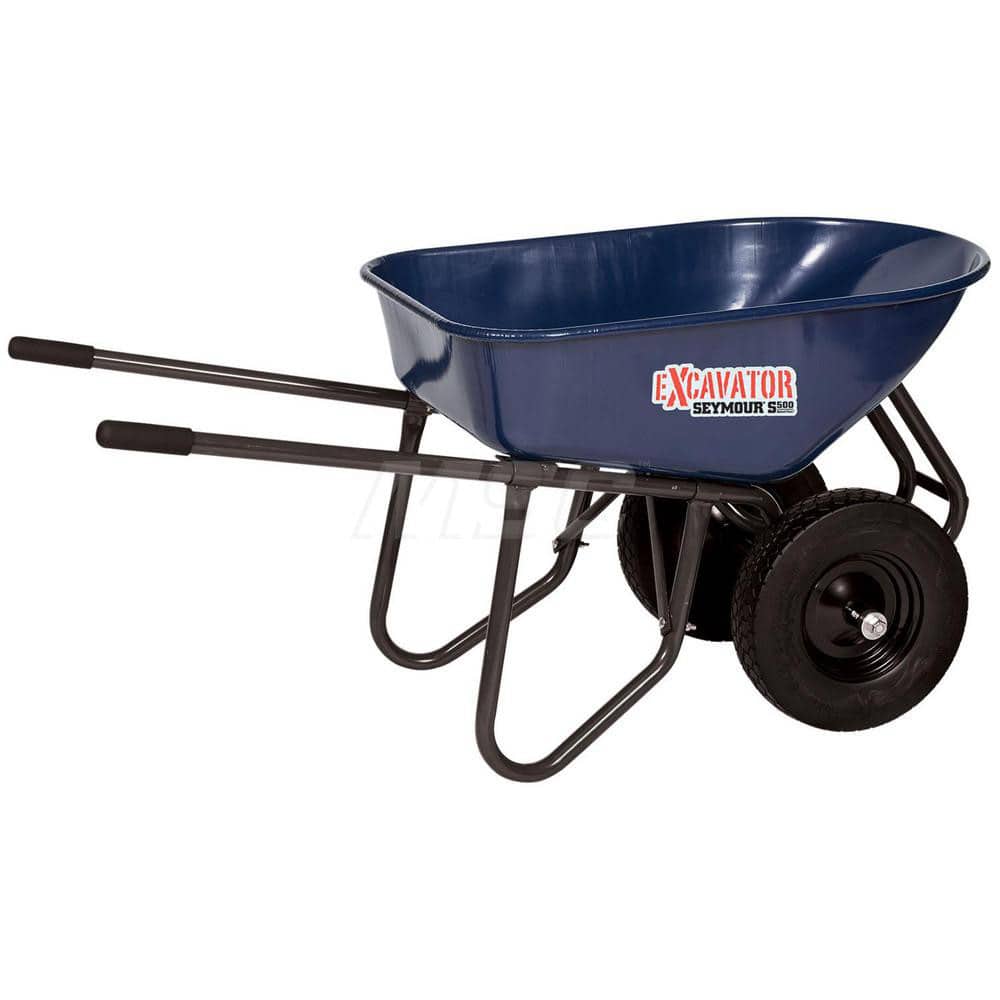 SEYMOUR-MIDWEST 85733 Wheelbarrows; Volume Capacity: 6.0 ; Load Capacity: 500 ; Wheel Material: Rubber ; Tray Material: Steel ; Wheel Diameter: 15in ; Overall Length: 59.50 