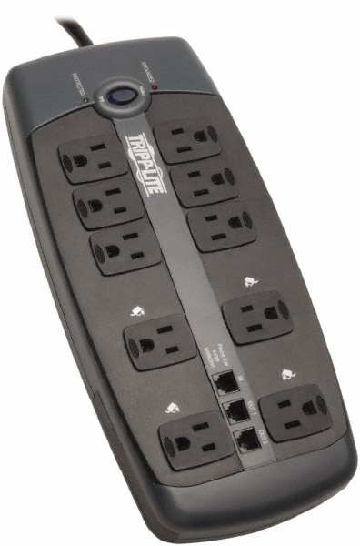 Tripp-Lite 10 Outlets, 120 VAC15 Amps, 8' Cord, Power Outlet Strip - Floor, Keyhole Mount, 5-15 NEMA Configuration, 1.8" Strip | Part #TLP1008TEL