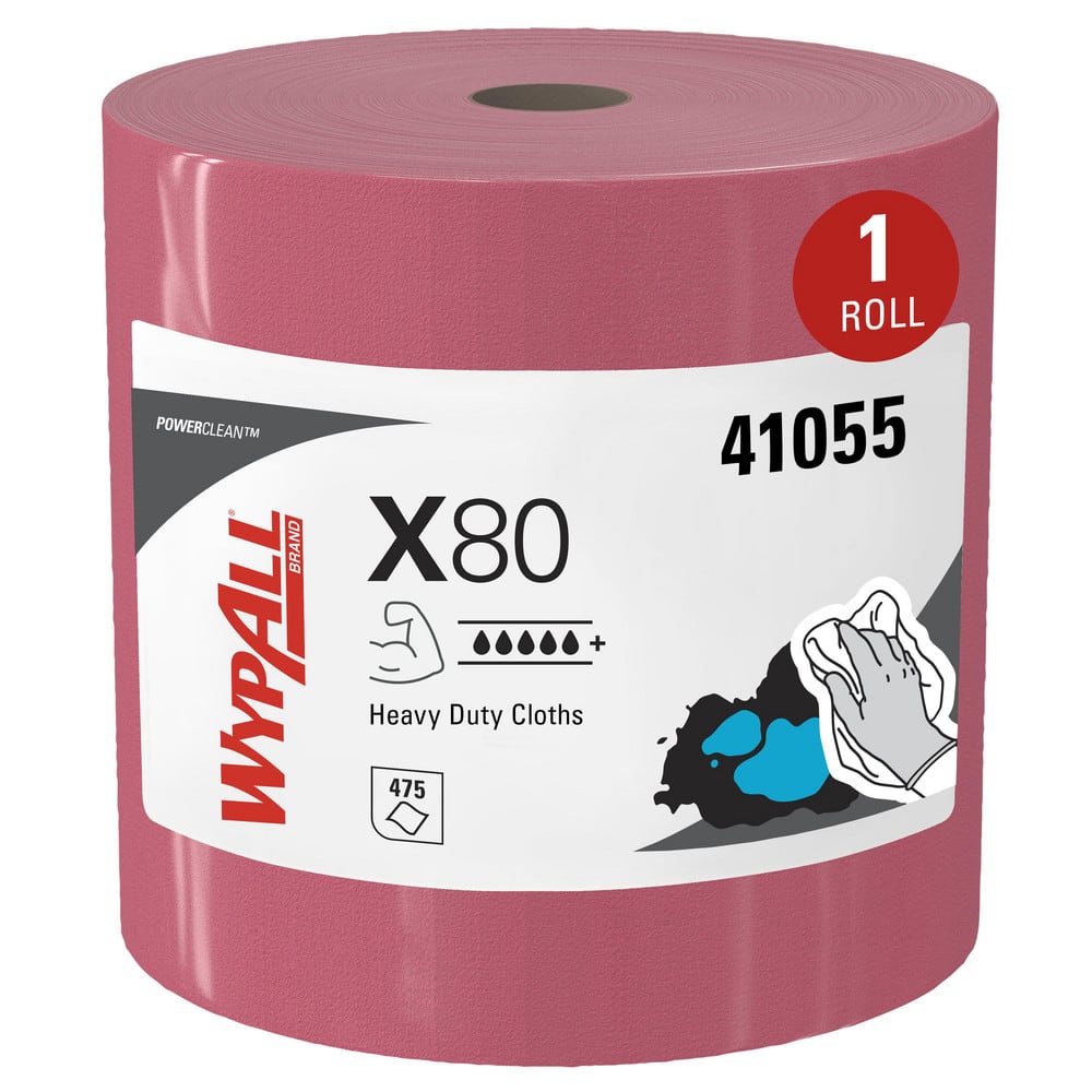WypAll X80 Reusable Wipes (41055), Extended Use Cloths Jumbo Roll, Red