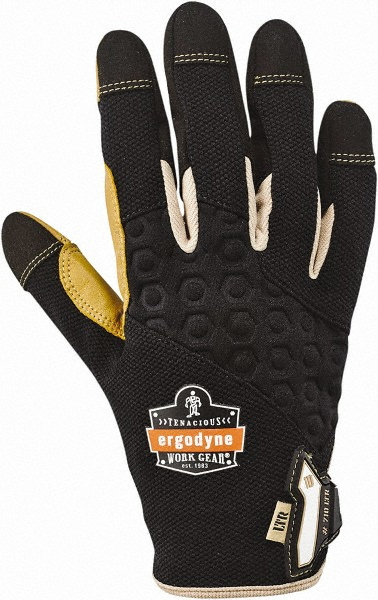 Work Gloves: Proflex® Size Small, Not Lined, Leather - Black & Tan, Pair