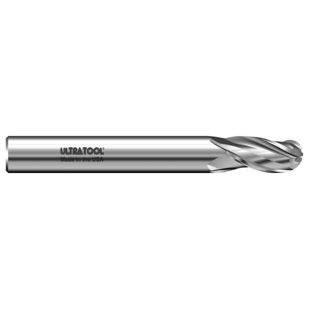 Ball End Mill: 1/4" Dia, 1" LOC, 3 Flute, Solid Carbide