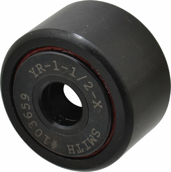 Cam Yoke Roller: Non-Crowned, 0.4375" Bore Dia, 1-1/2" Roller Dia, 0.875" Roller Width, Needle Roller Bearing - 5,560 lb Dynamic Load Capacity, 0.9375" OAW